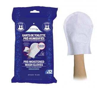 Gants pré-humidifiés - Toilette corps - Sachet de 12 - DR HELEWA