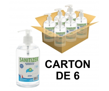 Gel hydroalcoolique - Flacon Pompe 500ml - Carton de 6 - SANITIZER