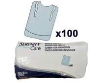 ID Serenity Care - Bavoir 3 Plis avec poche - 70 x 38 CM - 6 paquets de 100 - ONTEX