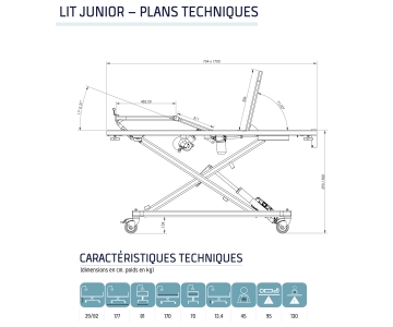 Lit Junior - 3 moteurs - 70 x 170 cm - HMS-VILGO