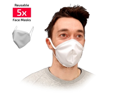 Masque Barrière - Blanc - Adulte - sachet de 5 - ICON