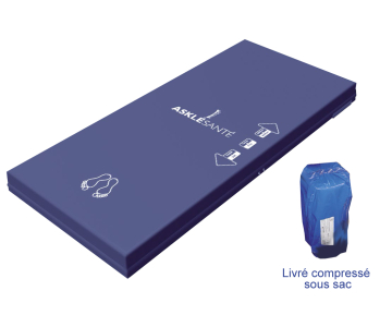 Matelas Mousse Visco élastique - Alova VMA63 - Largeur 90 cm - Compressé Sac