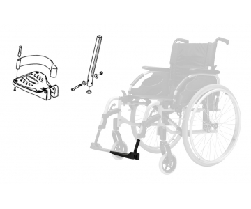 Repose Pied Gauche avec Tige - Fauteuil Roulant Action NG - INVACARE