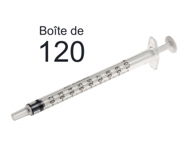 Seringues graduées 3 pièces 1ml - Sans Aiguille - Bte de 120 - BD