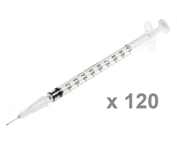 Seringue graduée 3 pièces 1ml - Avec Aiguille 25G - Bte de 120 - BD