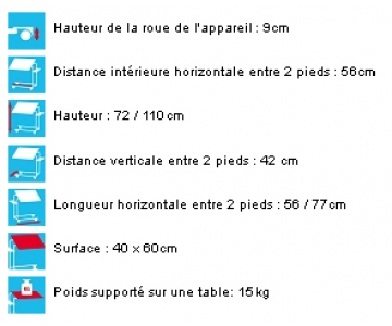 Table de Lit - Hauteur Variable Assistée - Piétement en U - Plateau Réglable - AC 207+ - HMS-VILGO