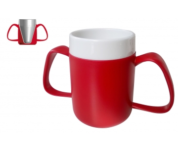 Tasse Isotherme avec 2 Anses - Rouge - Ego Easy