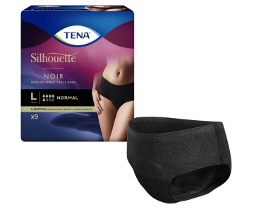 TENA Silhouette - Taille basse - Normal noir - Large - Paquet de 9