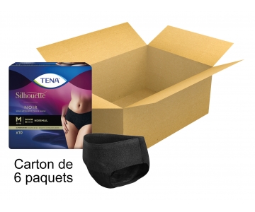 TENA Silhouette - Taille basse - Normal noir - Large - x9 - Carton de 6 paquets