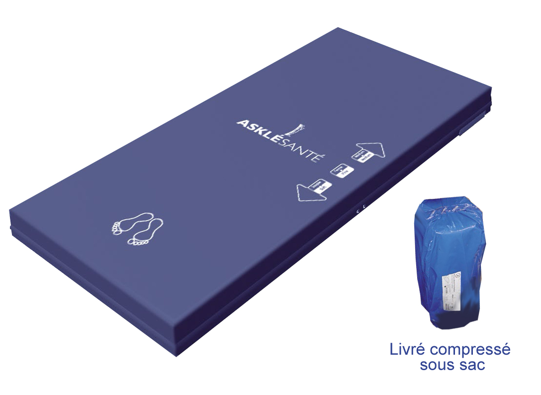 Matelas Mousse Visco élastique - Alova VMA62 - Largeur 90 cm - Compressé Sac