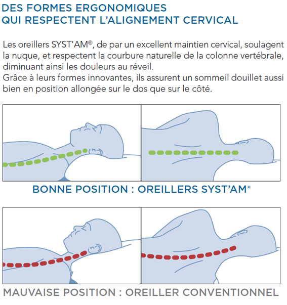 Oreiller Ergonomique - Réversible - Mousse Mémoire de Forme - C150P 