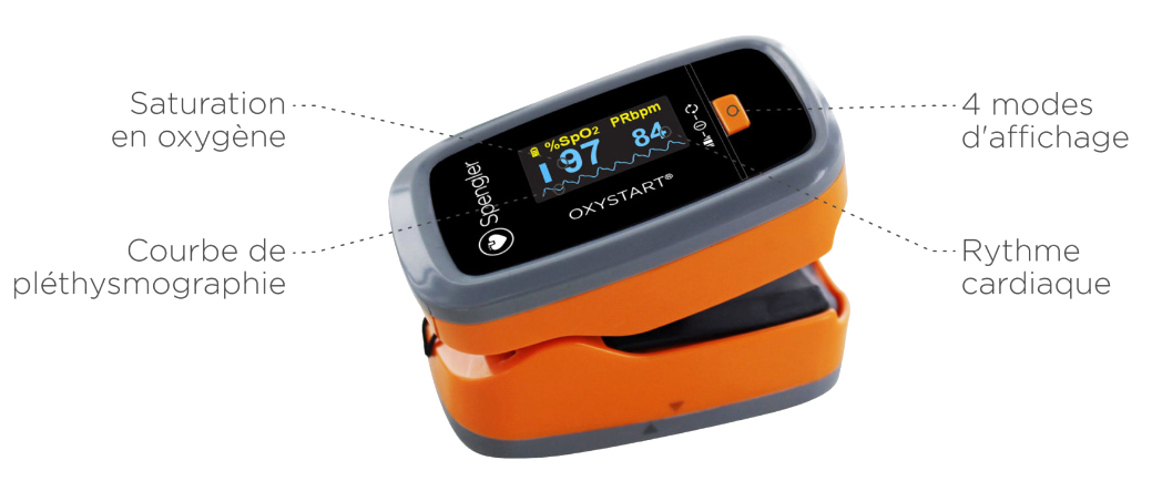 Oxymètre de Doigt - OxyStart - Orange 