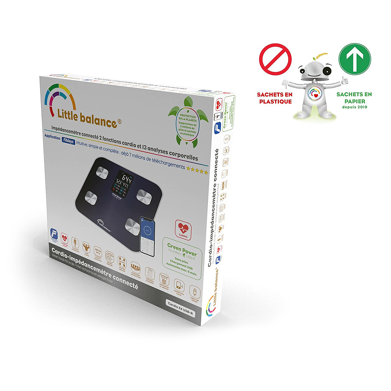 Pèse-personne Impédancemètre connecté - Cardio X4 - USB-R 