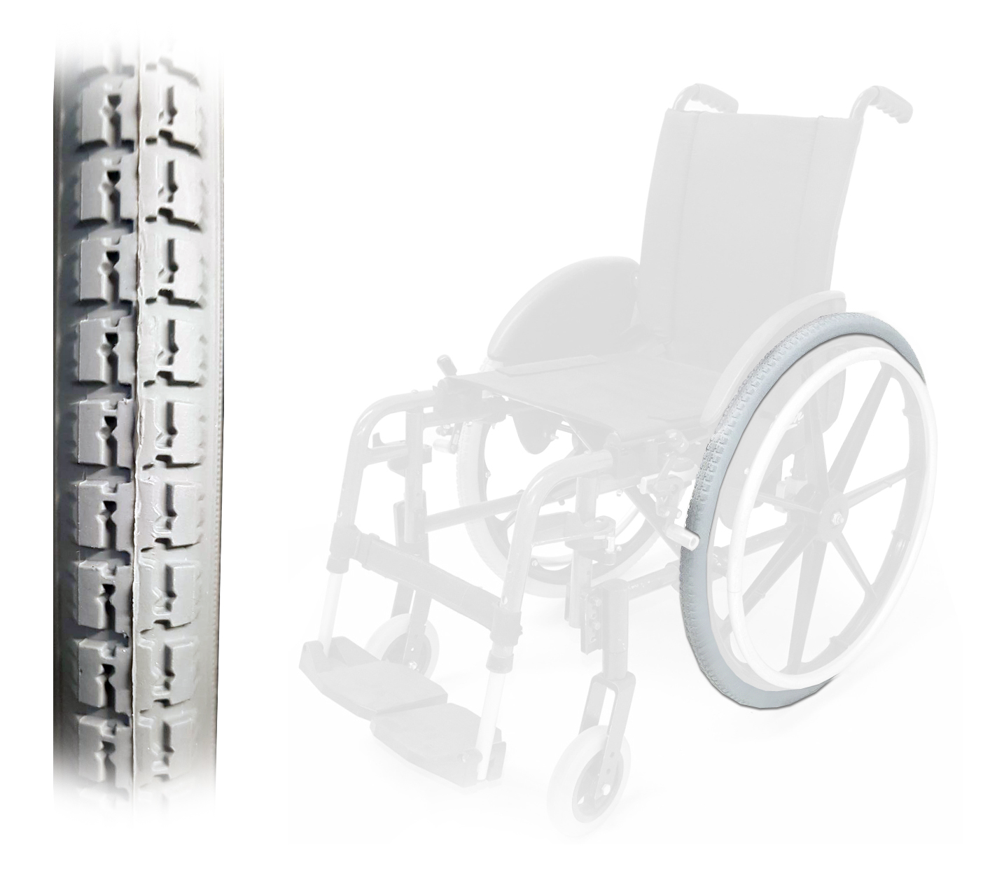 Pneu Arrière - 24" x 1.3/8 Cranté Large - Fauteuil Roulant Manuel  