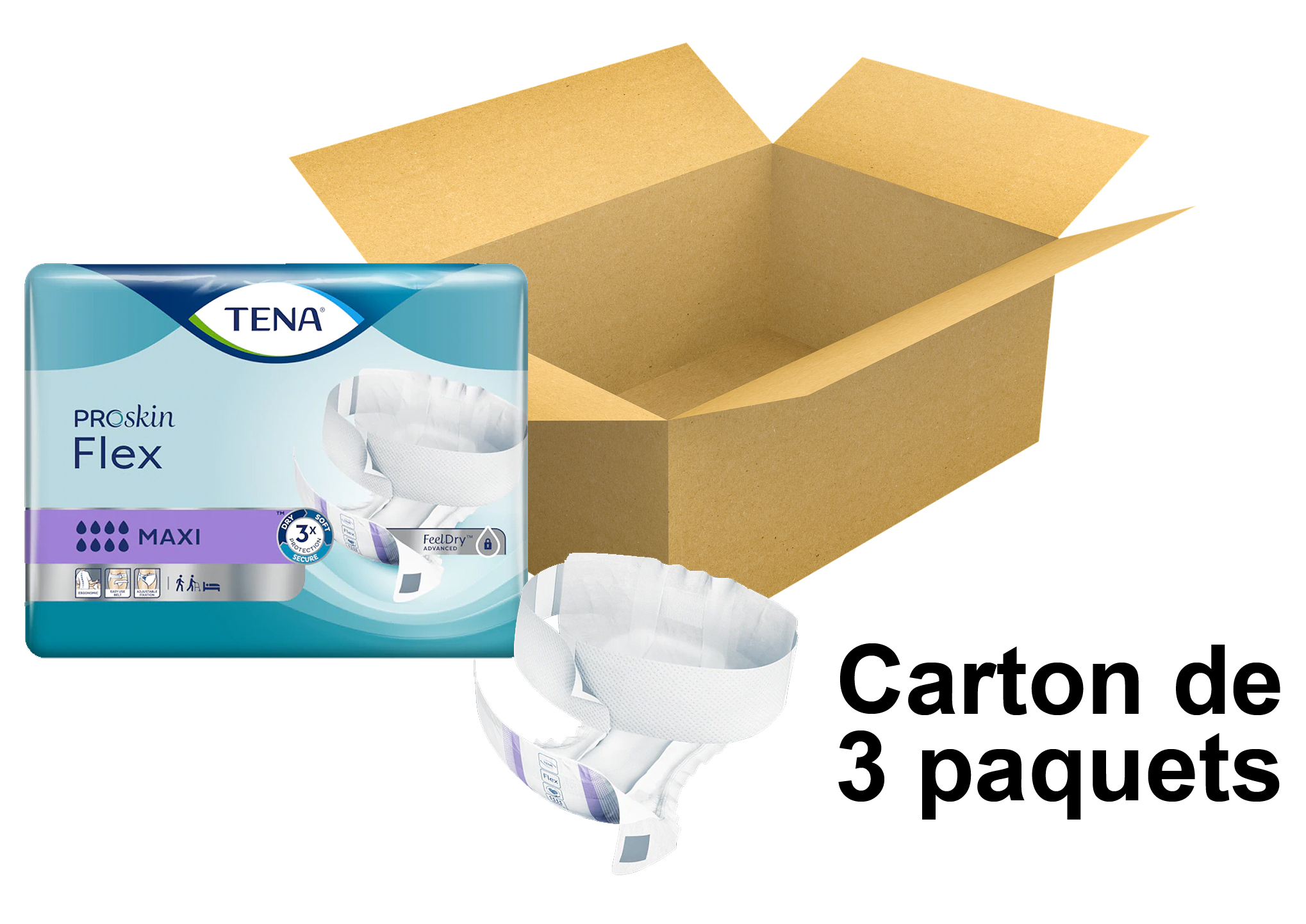 TENA Flex Proskin - Maxi - Taille S - x22 - Carton de 3 paquets