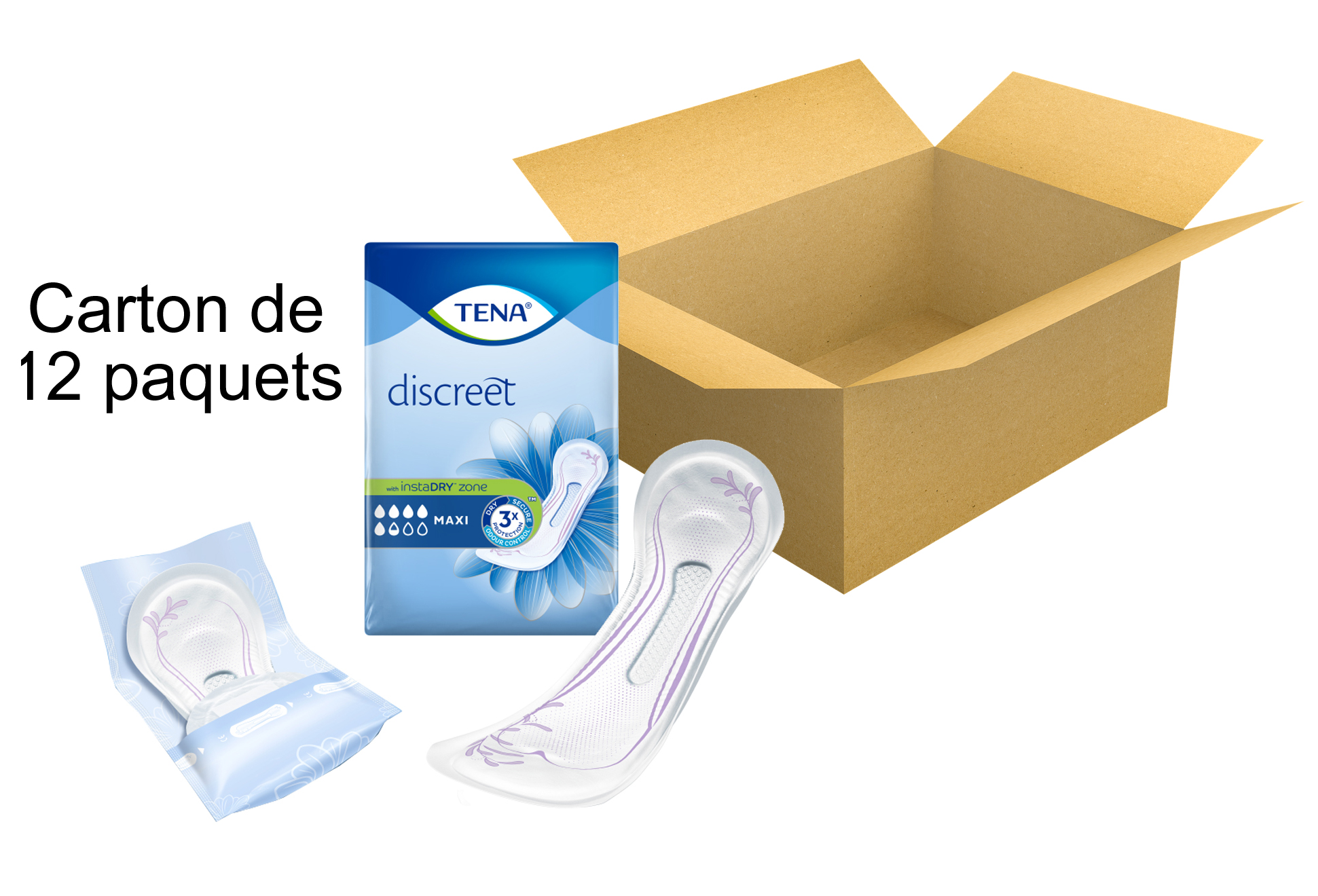 TENA Discreet - Maxi - x12 - Carton de 12 paquets
