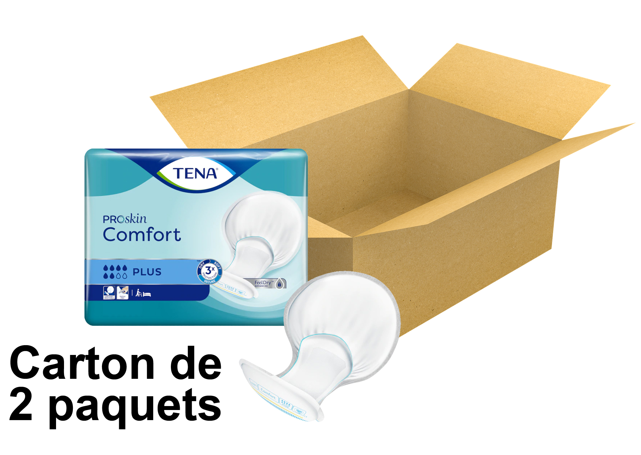 TENA Comfort Proskin - Protections Anatomiques - Plus - x46 - Carton de 2 paquets