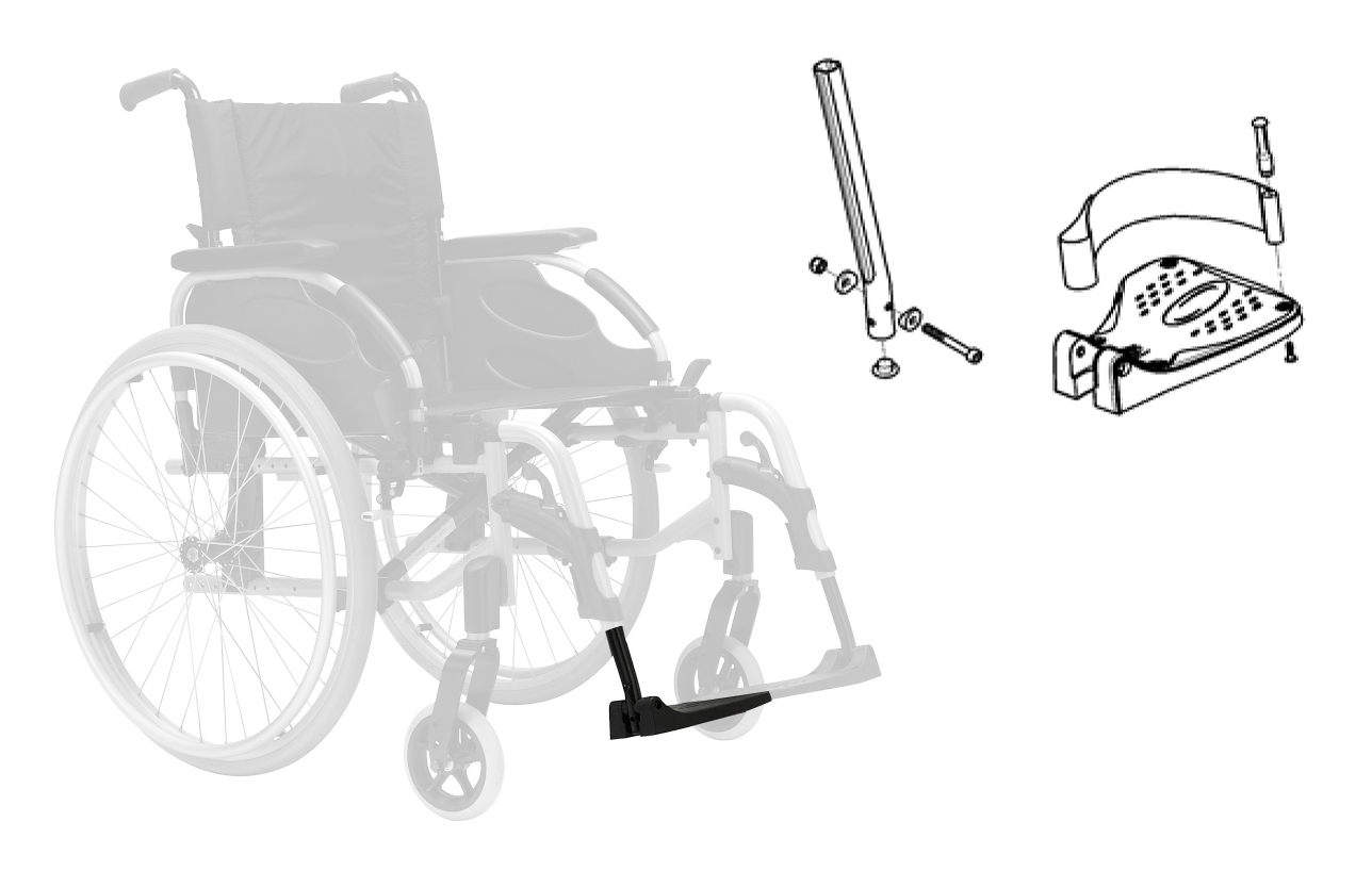 Repose Pied Droit avec Tige - Fauteuil Roulant Action NG 