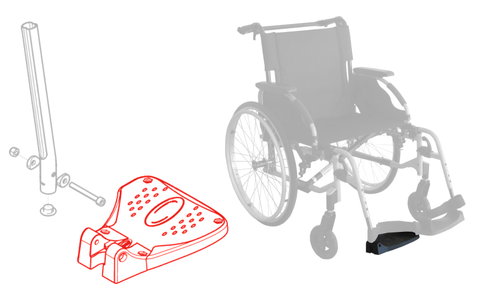 Palette Repose Pied Fixe - Droit - Fauteuil roulant Action NG 