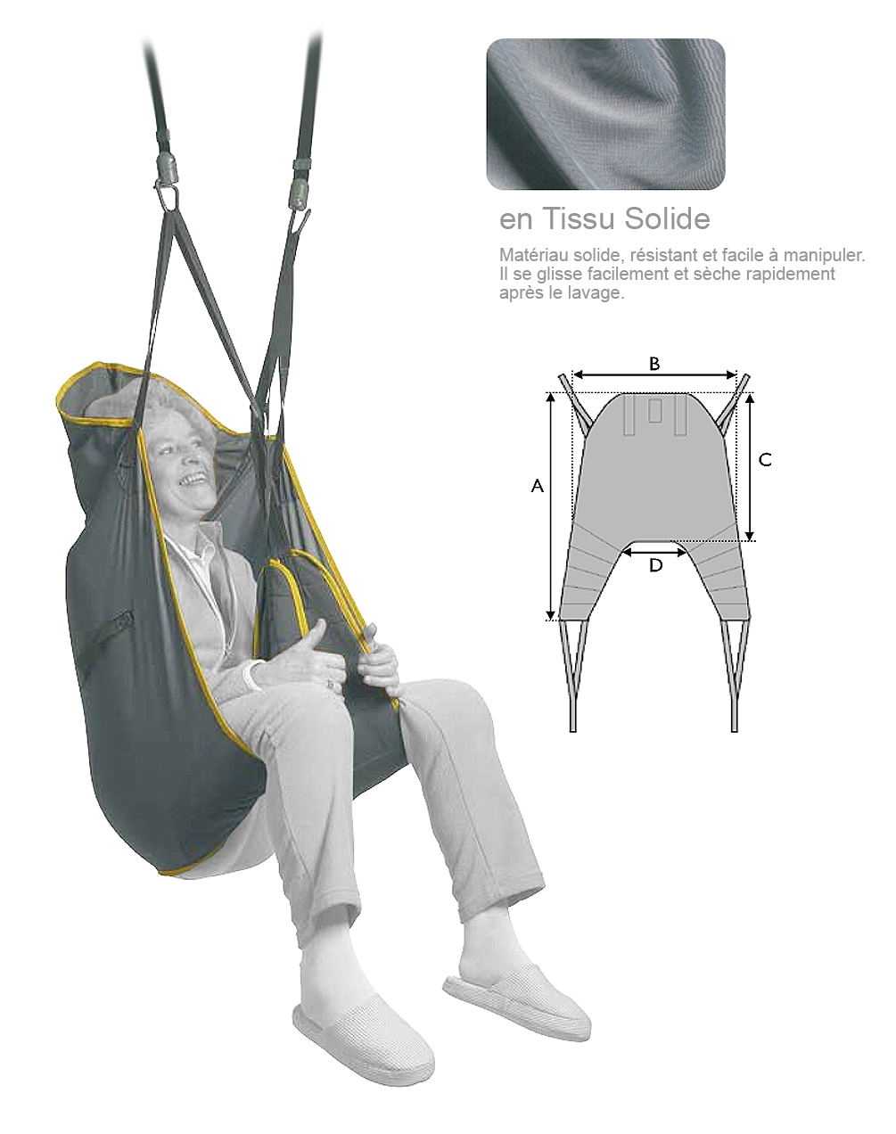 Sangle Lève-personne - Universelle Standard - avec Têtière - Tissu - Solide 