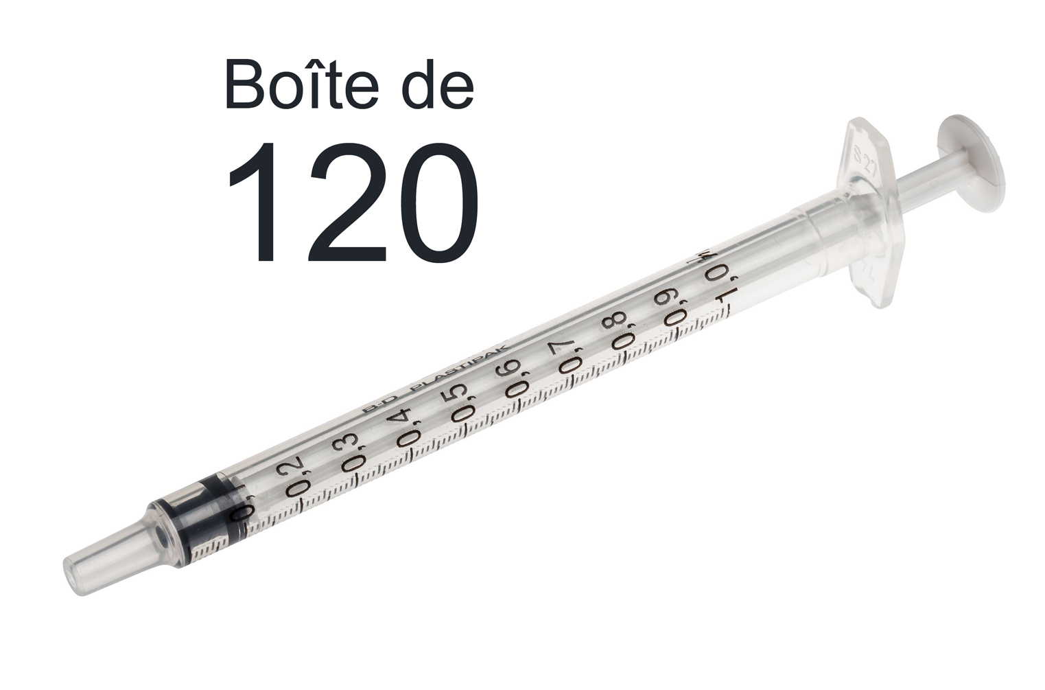 Seringue graduée 3 pièces 1ml - Sans Aiguille - Bte de 120 - BD