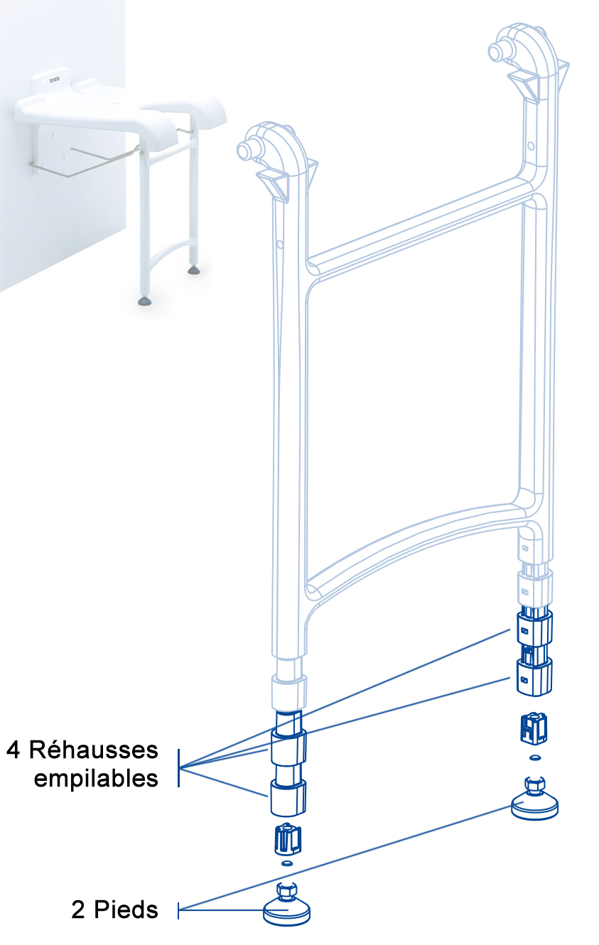 Set Rehausseur pour Siège de Douche Mural Sansibar 
