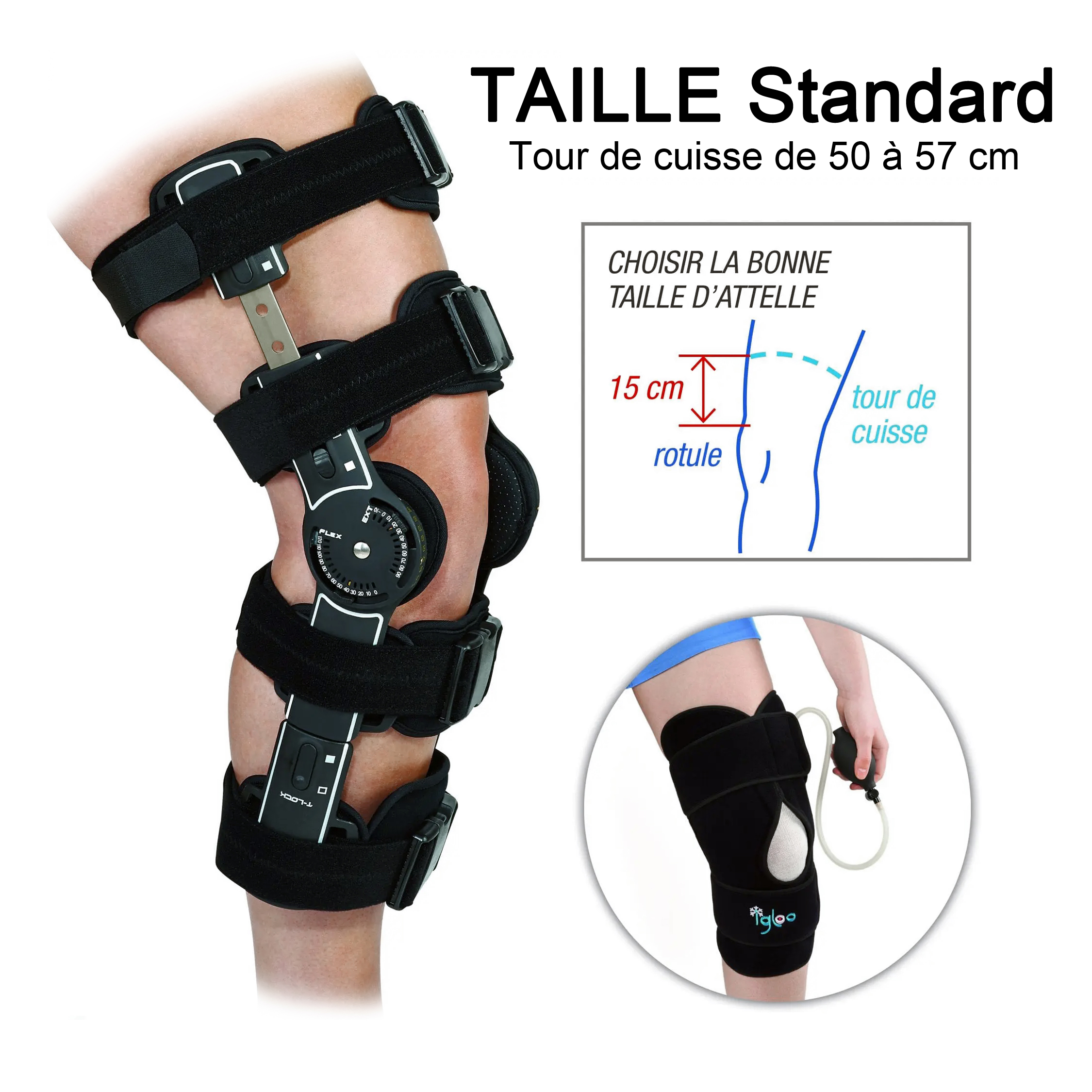 Attelle de Genou - Articulée avec attelle de Cryothérapie - Set Artic - Taille Standard 