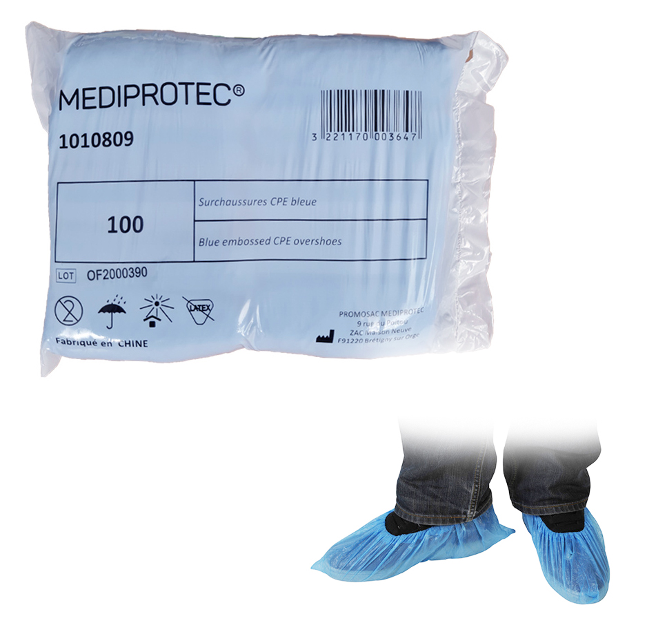 Sur-Chaussure - Bleu - En PE - Paquet de 100
