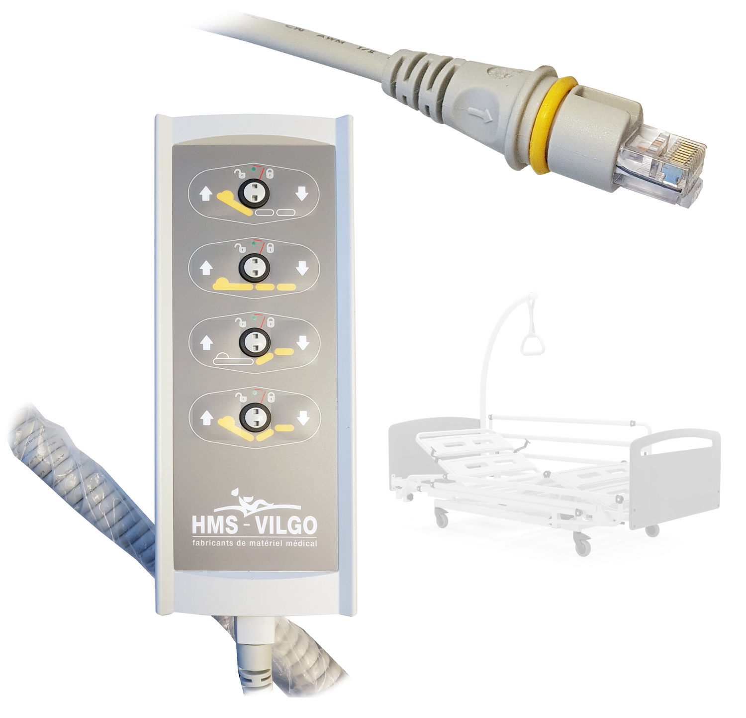 Télécommande Connectique RJ45 - Lit Euro 4 Fonctions 