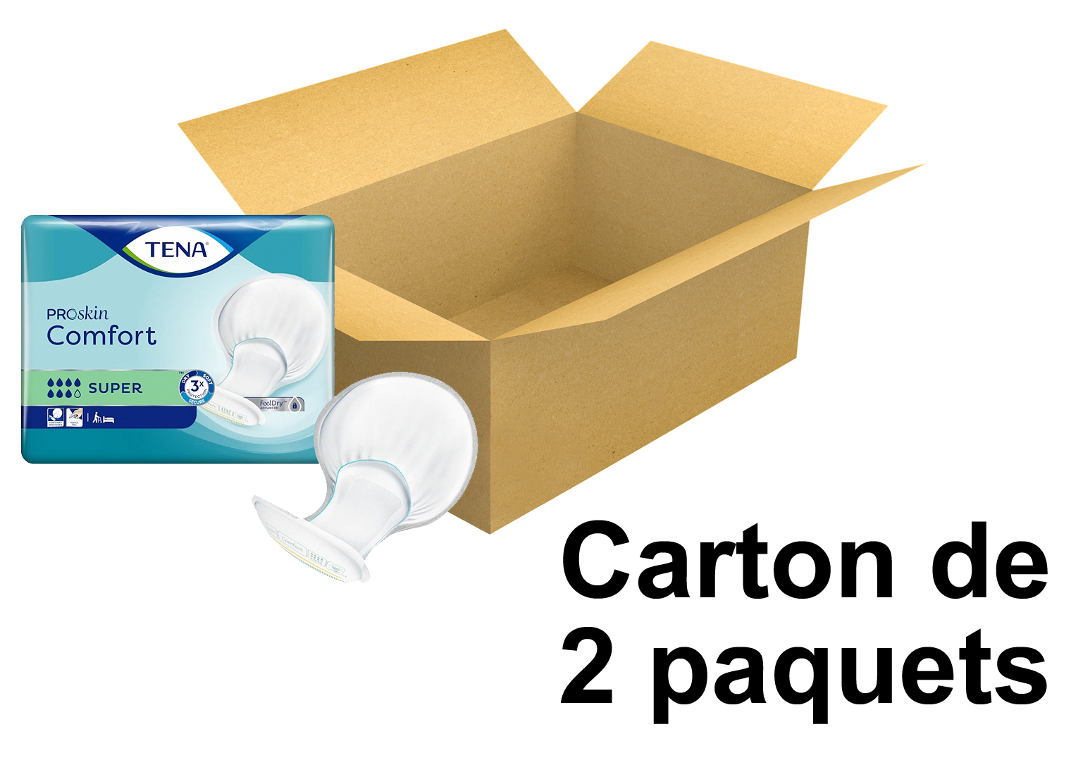 TENA Comfort Proskin - Protections Anatomiques - Super x36 - Carton de 2 paquets