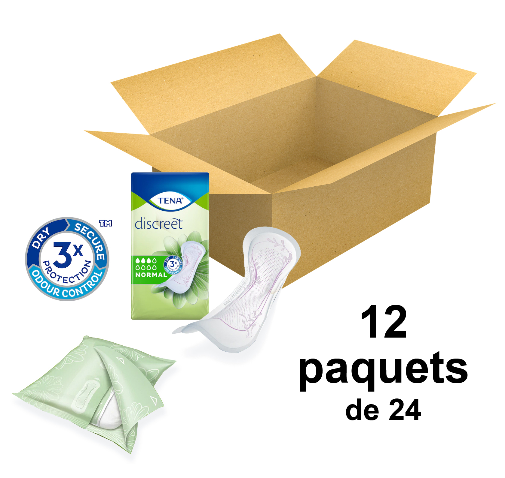 TENA Discreet - Normal - x24 - Carton de 12 paquets