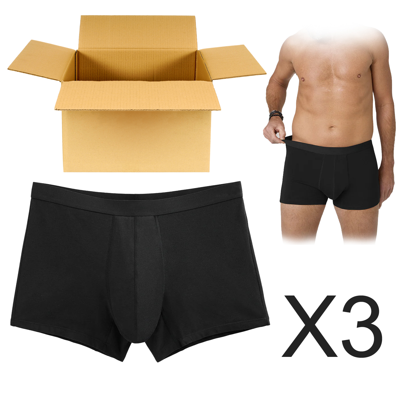 TENA Men - Boxer lavable - Noir - Taille L - Par 1 - Carton de 3