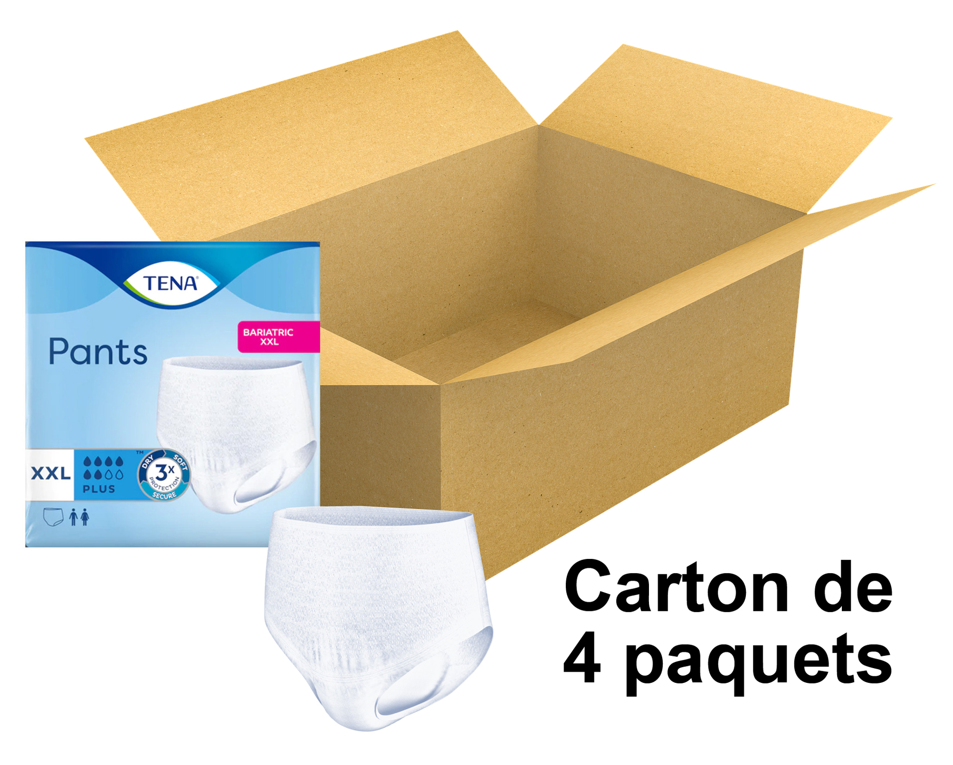 TENA Pants Proskin Bariatric - Plus - XXL - x12 - Carton de 4 paquets
