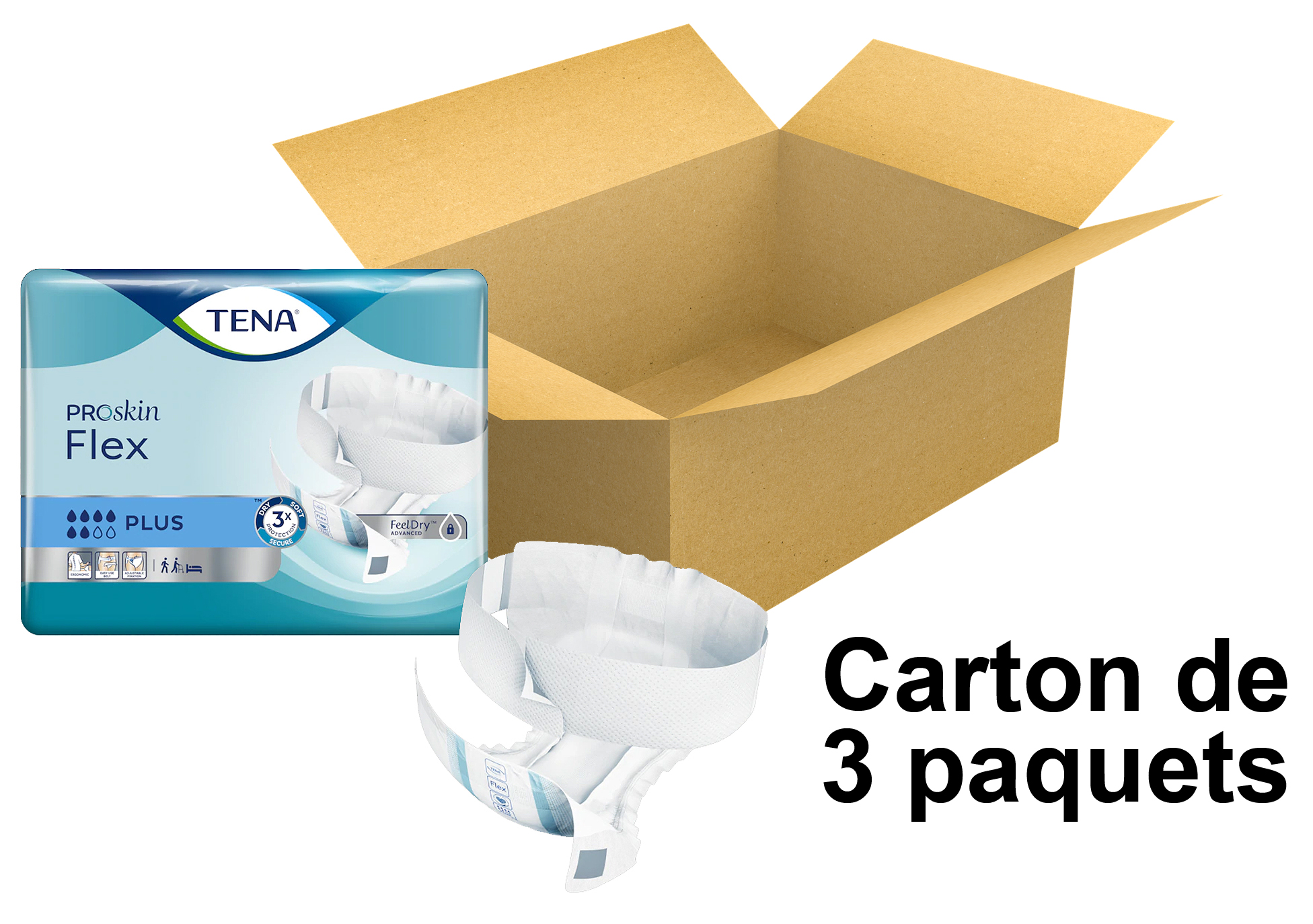 TENA Flex Proskin - Plus - Taille L - x30 - Carton de 3 paquets