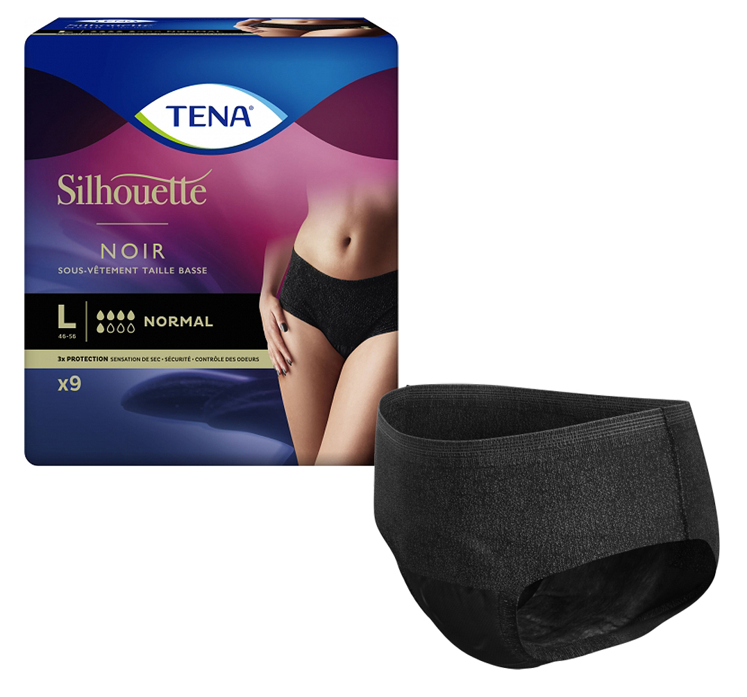 TENA Silhouette - Taille basse - Normal noir - Large - Paquet de 9