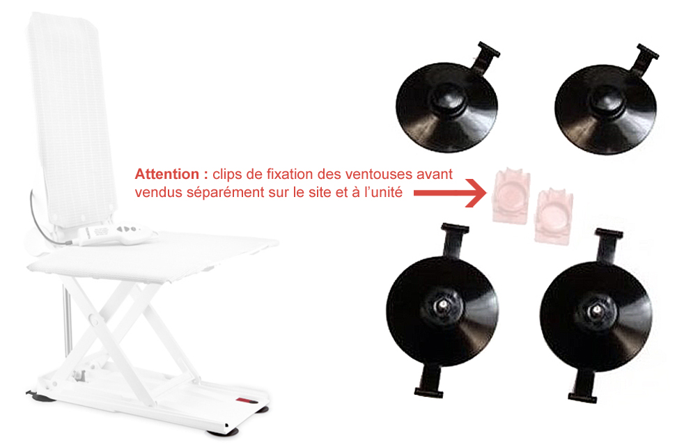 Set 4 Ventouses pour Siège de Bain Elevateur - Beluga / Orca 
